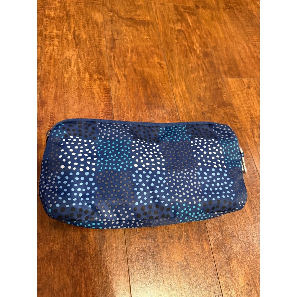 Lug Cosmetic Bag Pouch Blue Dot Print Travel Makeup Organizer Zipper Pockets
